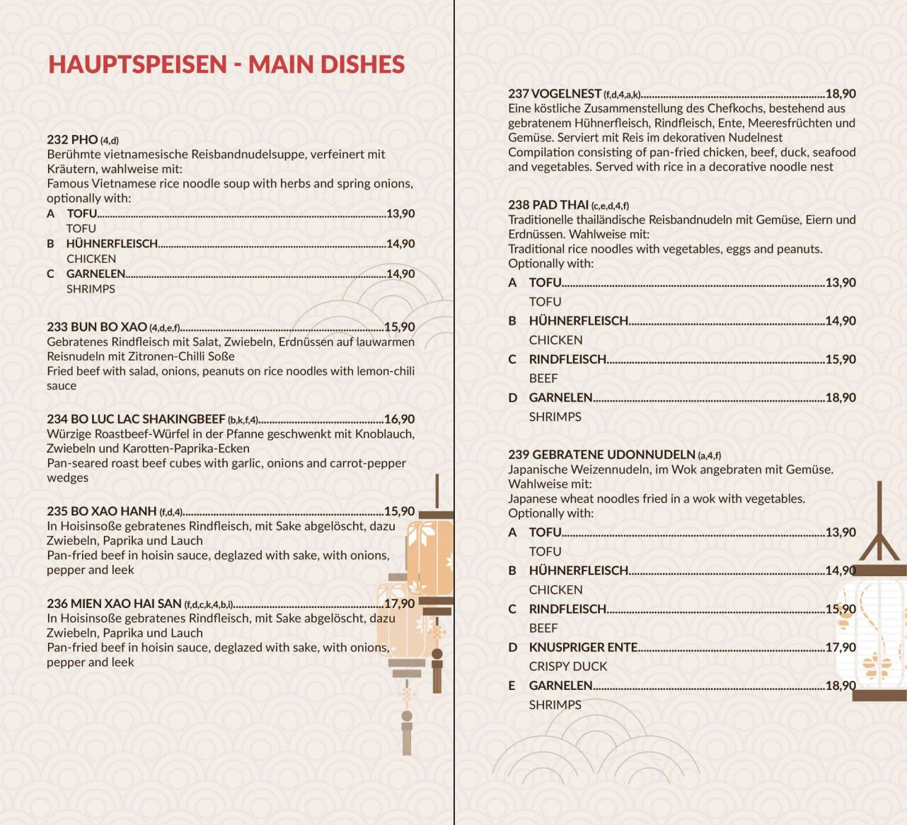 Speisekarte des Panda House Feucht